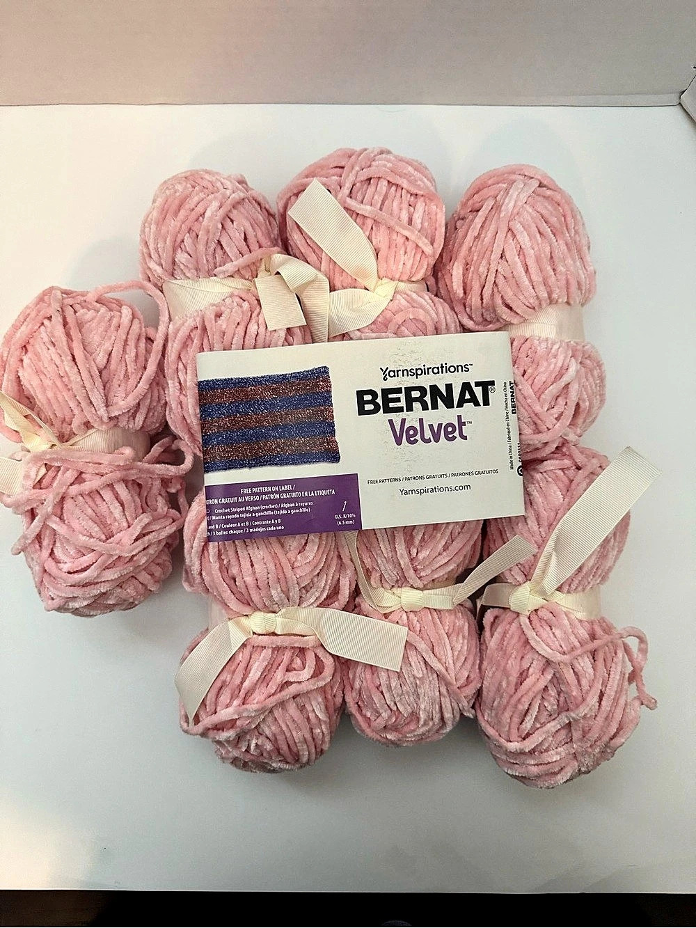 Bernat Velvet Yarn Pink Polyester Bundle